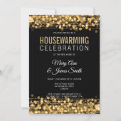 Elegant Housewarming Party Gold Lights & Sparkles Kaart (Voorkant)