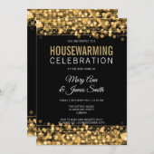 Elegant Housewarming Party Gold Lights & Sparkles Kaart (Voorkant / Achterkant)