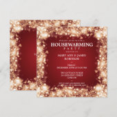 Elegant Housewarming Party Gold Sparking Lights Kaart (Voorkant / Achterkant)
