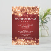 Elegant Housewarming Party Gold Sparking Lights Kaart (Staand voorkant)