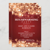 Elegant Housewarming Party Gold Sparking Lights Kaart (Voorkant / Achterkant)