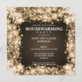 Elegant Housewarming Party Gold Sparking Lights Kaart (Voorkant / Achterkant)
