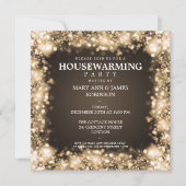 Elegant Housewarming Party Gold Sparking Lights Kaart (Voorkant)