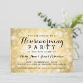Elegant Housewarming Party Gold Winter Wonderland Kaart (Staand voorkant)