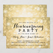 Elegant Housewarming Party Gold Winter Wonderland Kaart (Voorkant / Achterkant)