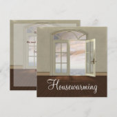 Elegant Housewarming Party Neutrale Ocean Uitzicht Kaart (Voorkant / Achterkant)