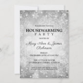 Elegant Housewarming Party Silver Winter Bokeh Kaart (Voorkant)
