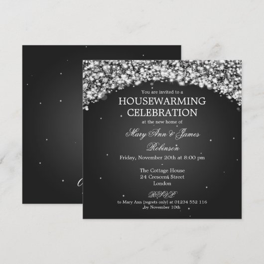 Elegant Housewarming Party Sparking Arch Black Kaart (Voorkant / Achterkant)