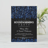 Elegant Housewarming Party Star Confetti Blue Kaart (Staand voorkant)
