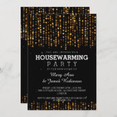 Elegant Housewarming Party Star Confetti Gold Kaart (Voorkant / Achterkant)