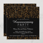 Elegant Housewarming Party Star Confetti Gold Kaart (Voorkant / Achterkant)