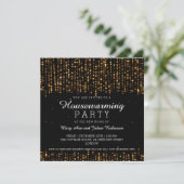 Elegant Housewarming Party Star Confetti Gold Kaart (Staand voorkant)