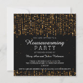 Elegant Housewarming Party Star Confetti Gold Kaart (Voorkant)
