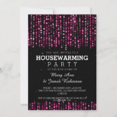 Elegant Housewarming Party Star Confetti Pink Kaart (Voorkant)