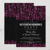 Elegant Housewarming Party Star Confetti Pink Kaart (Voorkant / Achterkant)