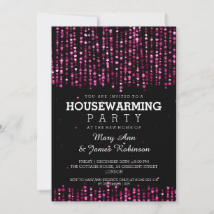 Elegant Housewarming Party Star Confetti Pink Kaart