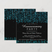 Elegant Housewarming Party Star Confetti Turquoise Kaart (Voorkant / Achterkant)