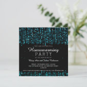 Elegant Housewarming Party Star Confetti Turquoise Kaart (Staand voorkant)