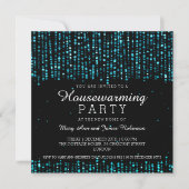 Elegant Housewarming Party Star Confetti Turquoise Kaart (Voorkant)
