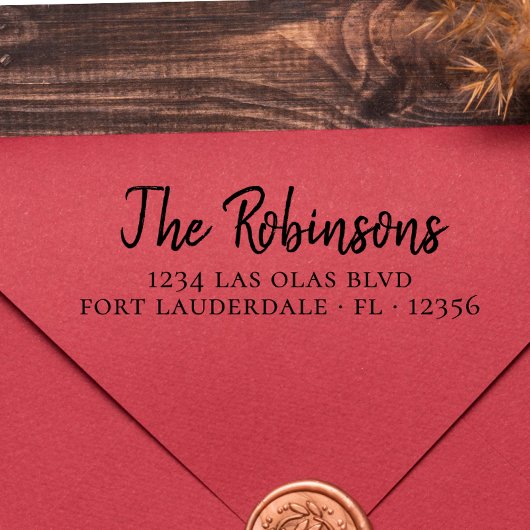 Elegant Housewarming Script Return Address Zelfinktende Stempel