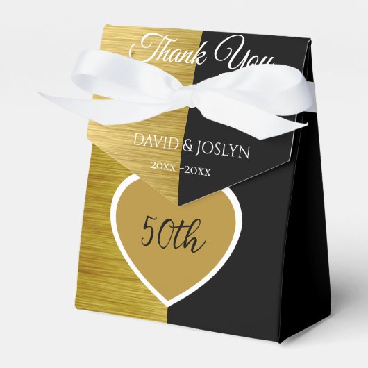 Elegant Hout 50ste Huwelijk Jubileum Bedankdoosjes (Voorkant Zijde)