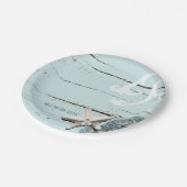 Elegant hout Blauw Zeeschelpen Strand Bruiloft gun Papieren Bordje (Gekanteld)