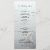 Elegant hout Blauw Zeeschelpen Strand Huwelijkspro Programmakaart (Achterkant)