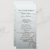 Elegant hout Blauw Zeeschelpen Strand Huwelijkspro Programmakaart (Voorkant / Achterkant)