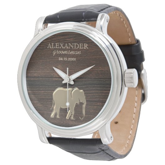 Elegant hout goud groomsman horloge (Gekanteld)