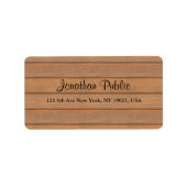 Elegant Hout Handschrift Script Naam Tekst Adres Etiket (Voorkant)