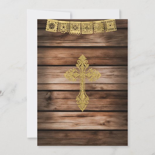 Elegant Hout Kleine Schattigee Jongen Primera Comu Kaart (Achterkant)