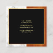 Elegant Hout Marmer Goud Luxe Sjabloon Vierkante Visitekaartje (Achterkant)