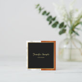 Elegant Hout Marmer Goud Luxe Sjabloon Vierkante Visitekaartje (Staand voorkant)