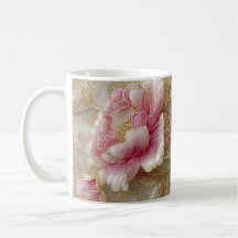 Elegant Houten Bloemen dienblad & bijpassende mok 