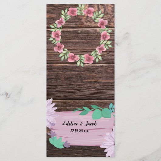 Elegant Houten De Bar Trouwen Drinken Menu Kaart (Achterkant)