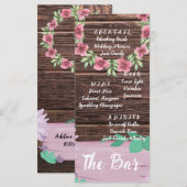 Elegant Houten De Bar Trouwen Drinken Menu Kaart (Voorkant / Achterkant)