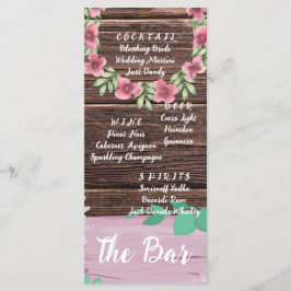 Elegant Houten De Bar Trouwen Drinken Menu Kaart
