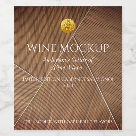 Elegant Houten Patroon Eigen Wijnlabels Wijn Etiket (Enkel label)
