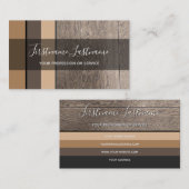 Elegant houten plank met minimale aardtoonrechthoe visitekaartje (Voorkant / Achterkant)
