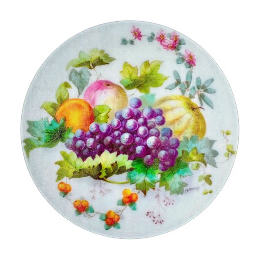 Elegant Huis  Fruit en Bloemen Waterverf Snijplank (Voorkant)