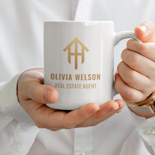 Elegant huis Logo makelaar Branded Koffiemok