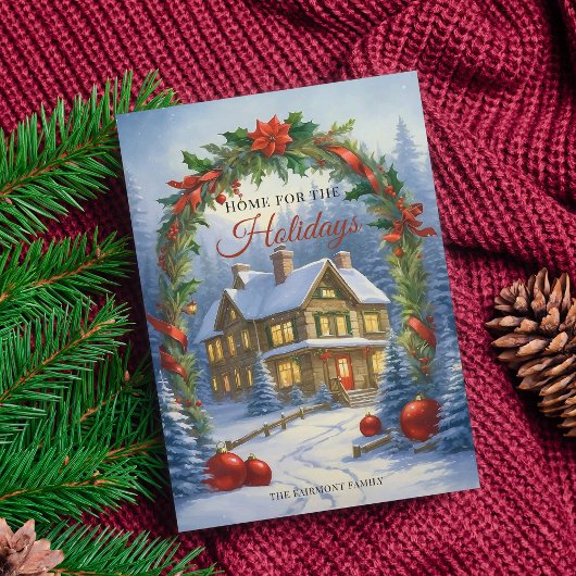 Elegant huis voor de Feestdagen kerst Kaart