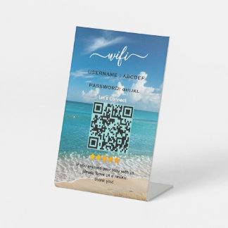 Elegant huis voor vakantiehuur aan het strand wifi reclamebord met voetstuk
