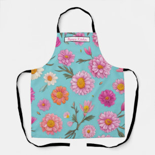 Elegant huisje roze sinaasappel bloemenmadeliefjes schort