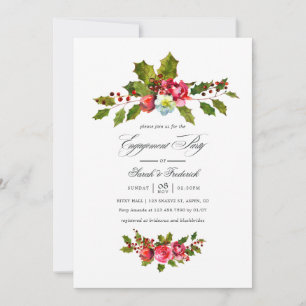 Elegant Hulst en Klimop Kerst Verlovingsfeest Kaart