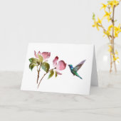 Elegant Hummingbird and Waterverf Flowers Kaart (Gele Bloem)