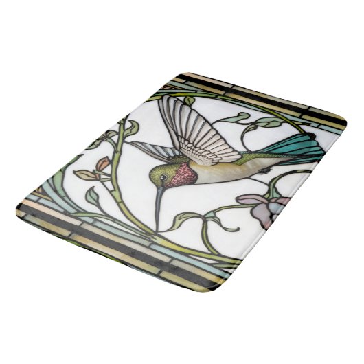 Elegant hummingbird artwork botanical boho chic badmat (Gekanteld)