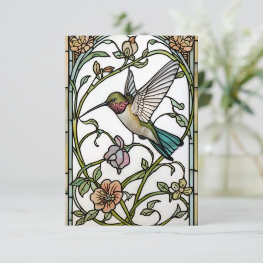 Elegant hummingbird artwork botanical boho chic bedankkaart (Staand voorkant)