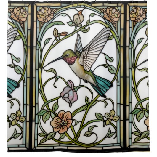 Elegant hummingbird artwork botanical boho chic douchegordijn (Voorkant)