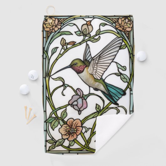 Elegant hummingbird artwork botanical boho chic golfhanddoek (Insitu)